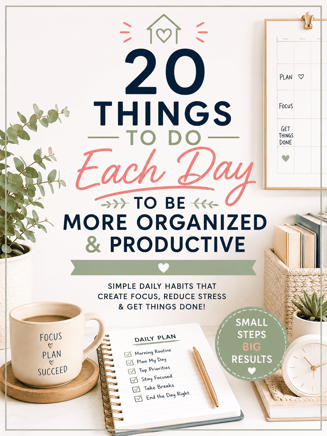 20 Things to do Each Day to Be More Organized & Productive