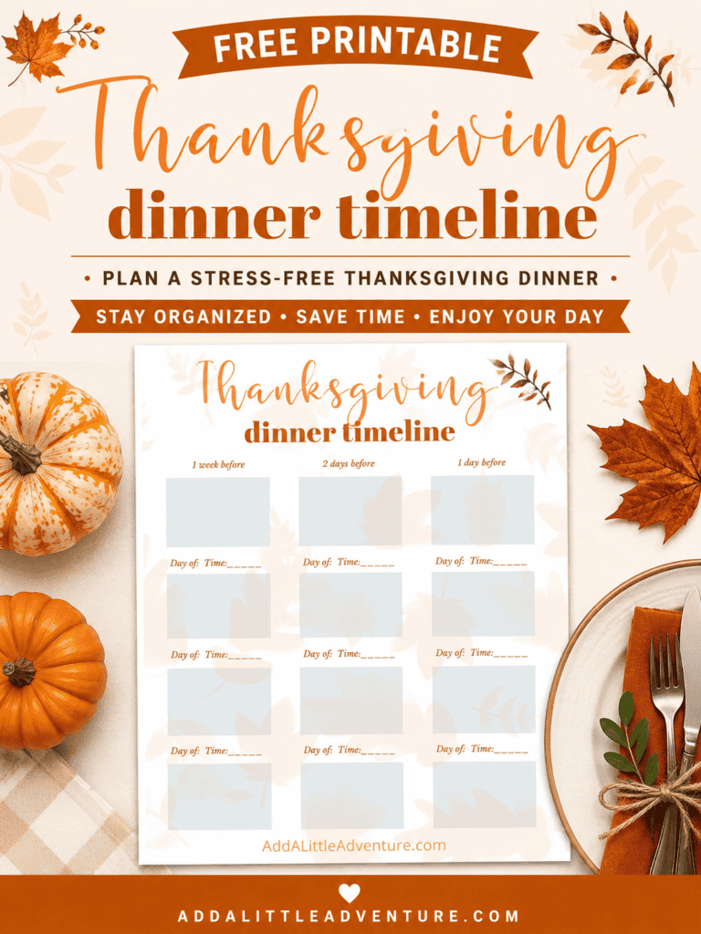 Free Printable Thanksgiving Dinner Timeline