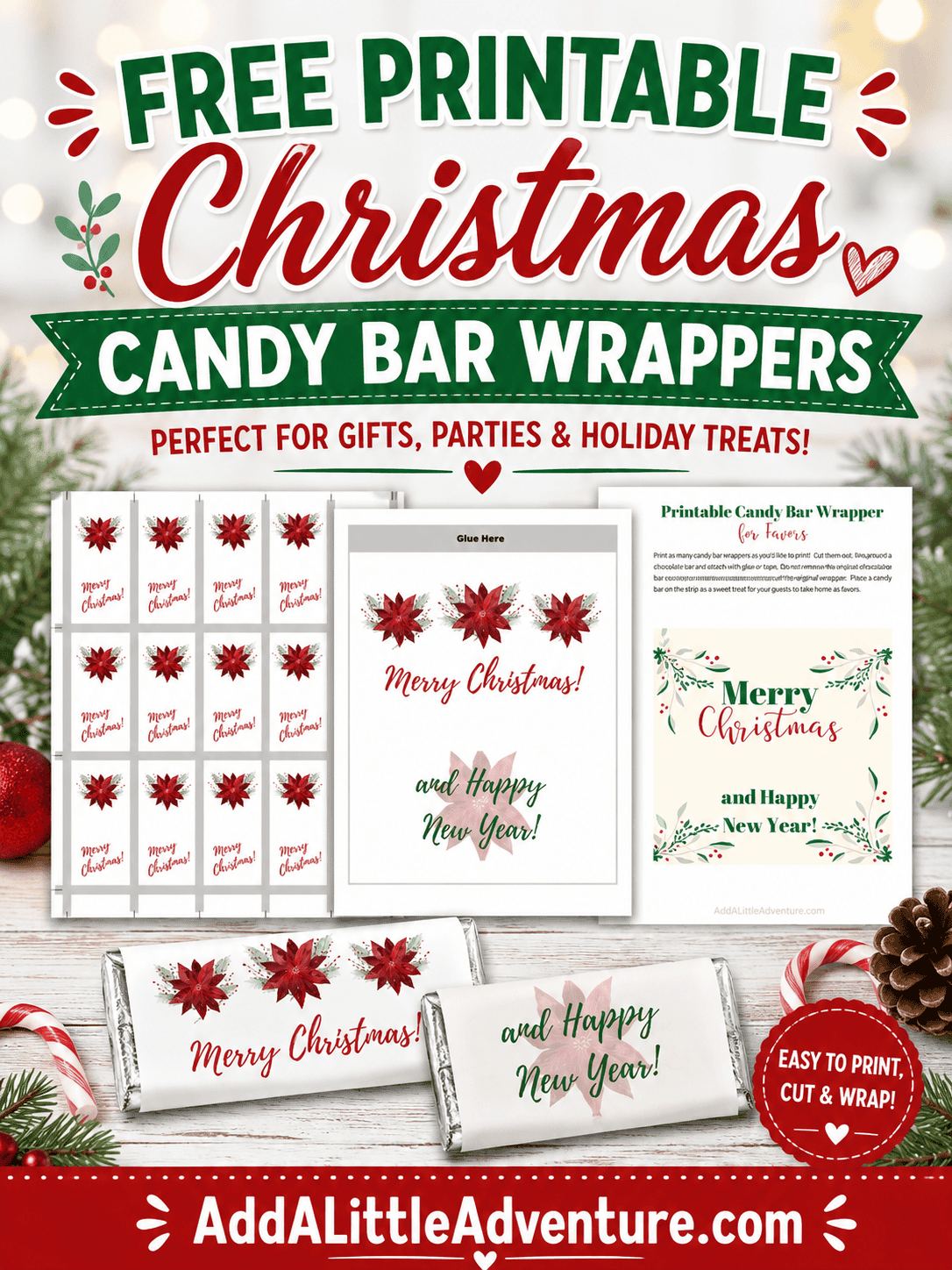Free Printable Christmas Candy Bar Wrappers
