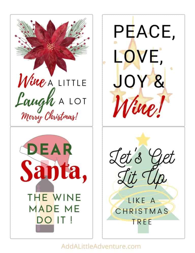 free printable holiday wine bottle labels add a little