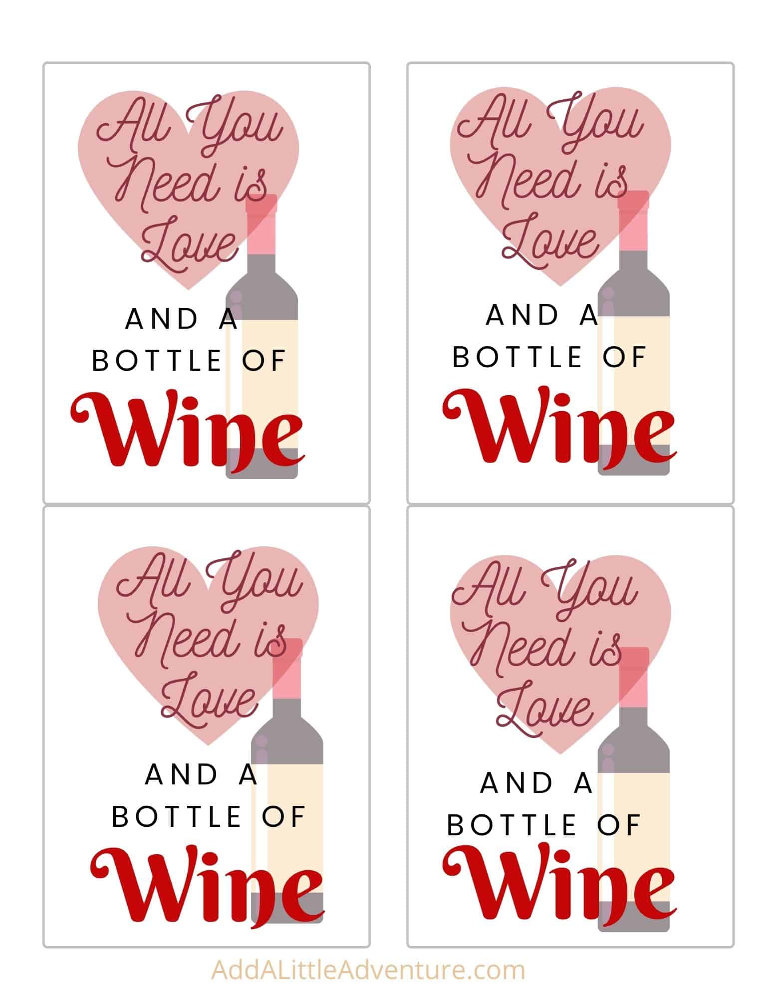 Valentine Wine Labels - Valentine's Day Gift Idea - Add A Little Adventure