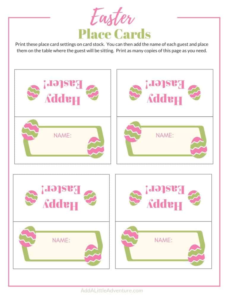 Printable Easter Place Cards Add A Little Adventure