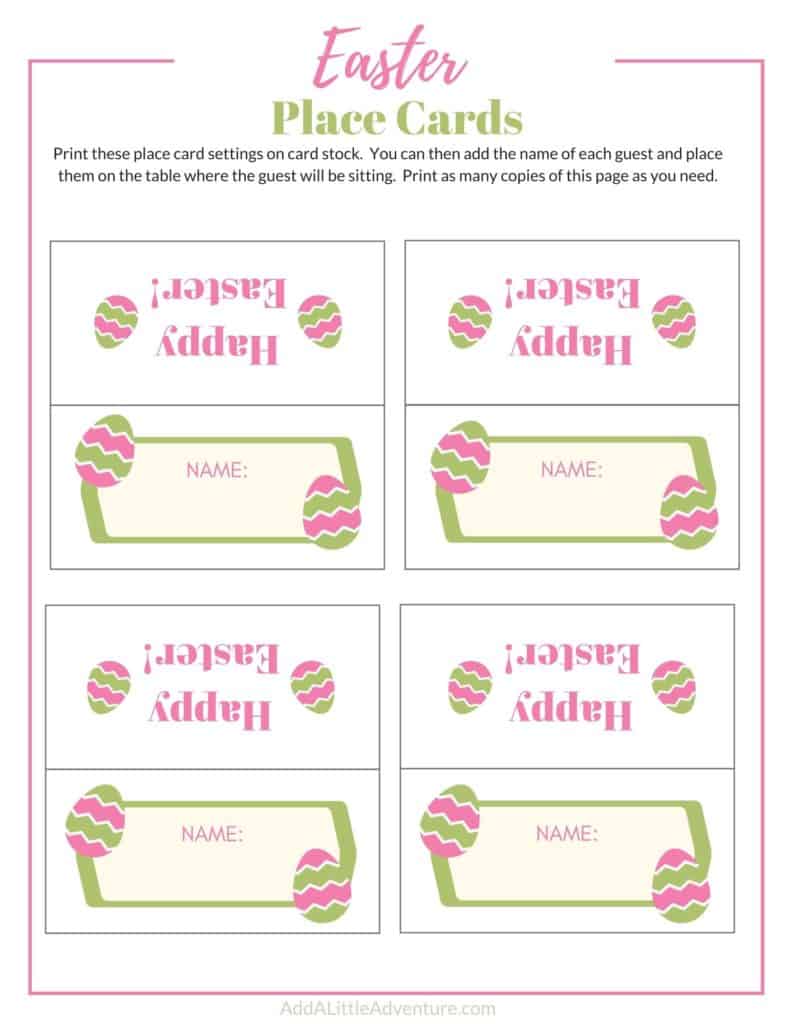 Easter Egg Place Cards