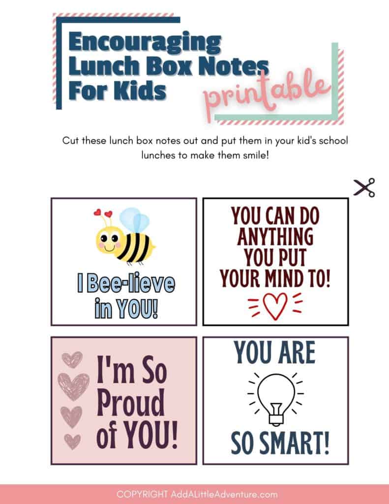 Encouraging Lunch Box Notes for Kids 
