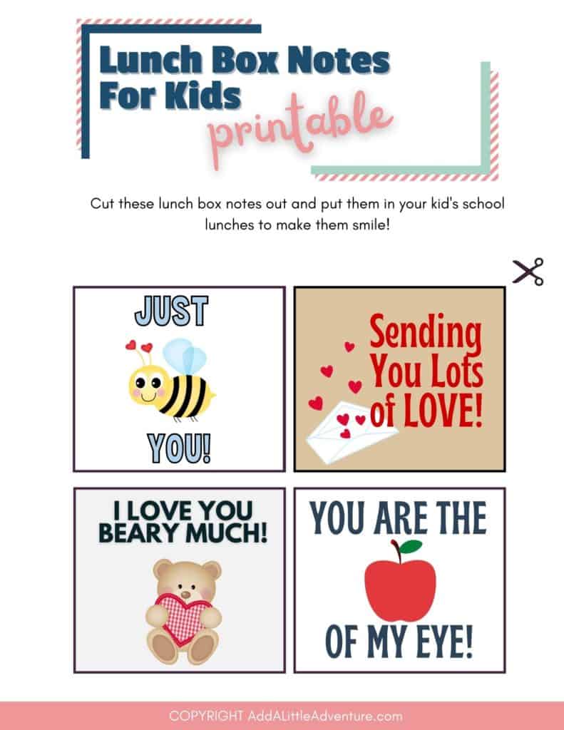 Free Printable Lunch Box Notes for Kids