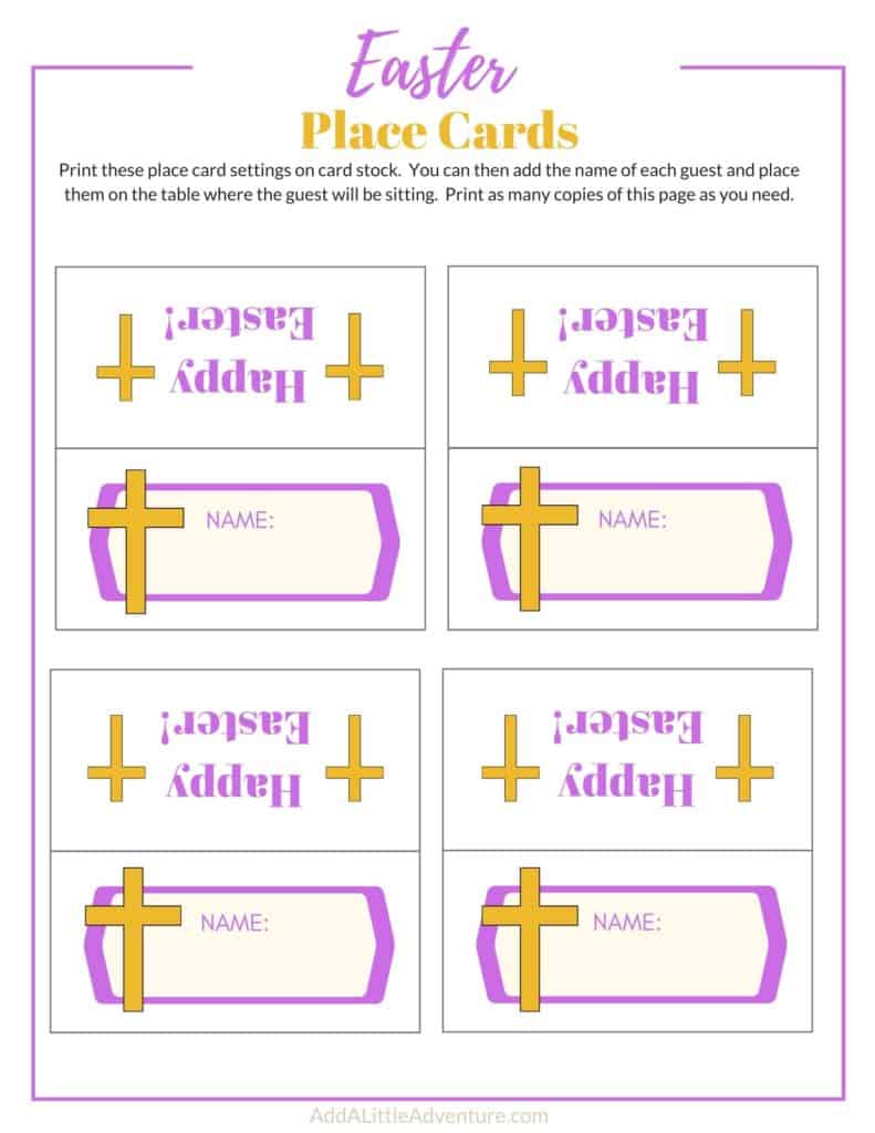 Cross Printable Easter Place Cards