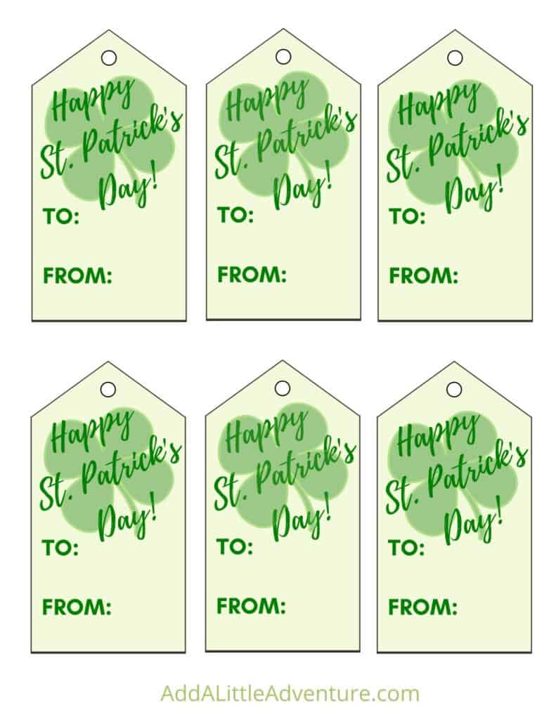 Light Green Gift Tags with Shamrock