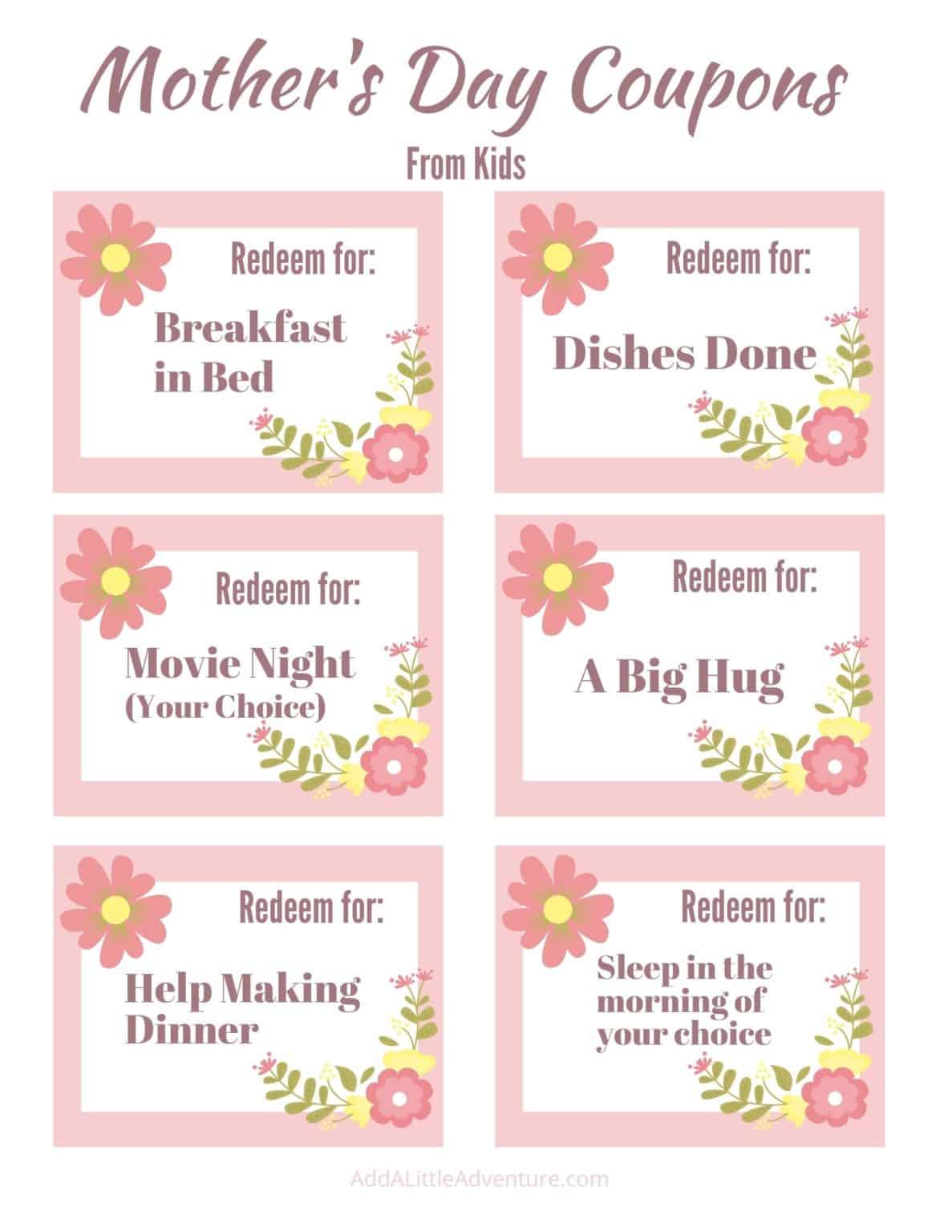 Mother's Day Coupon Template - Free Printables