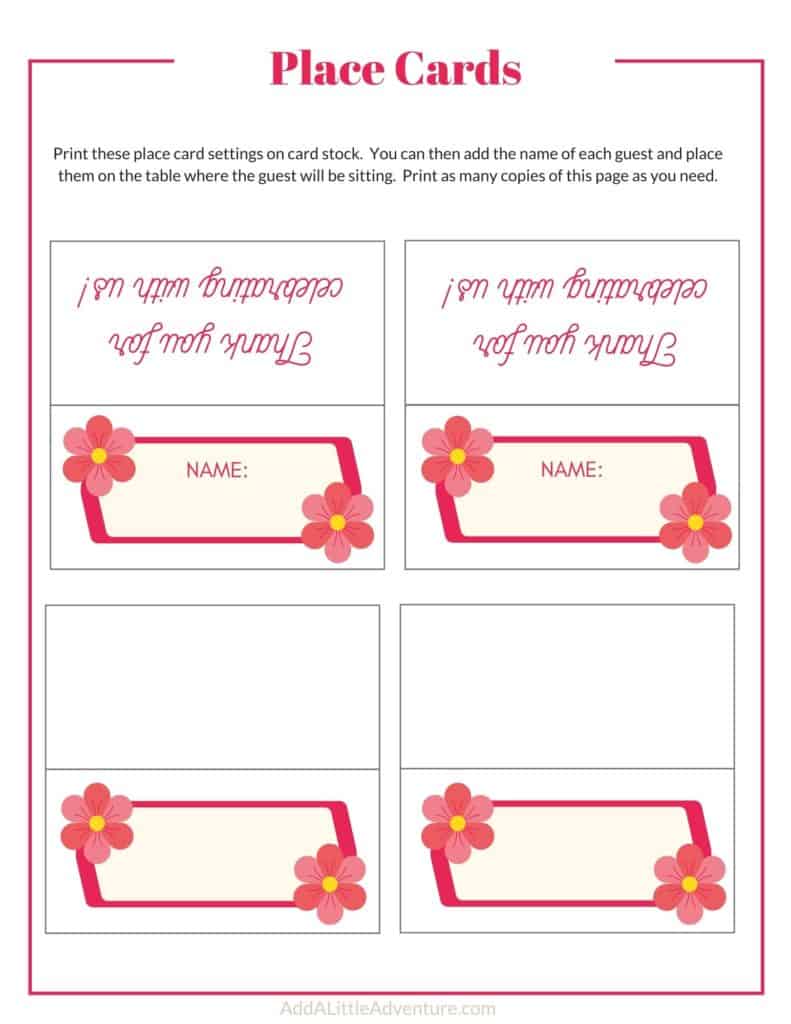 Printable Place Cards - Page 3