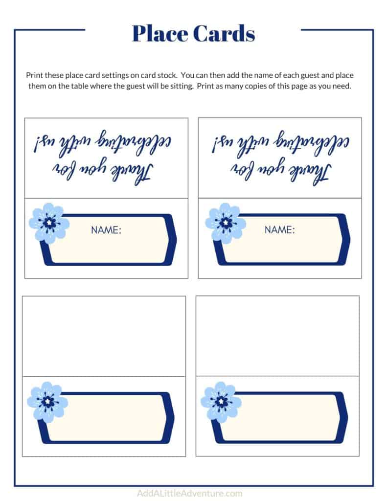 Printable Place Cards - Page 4