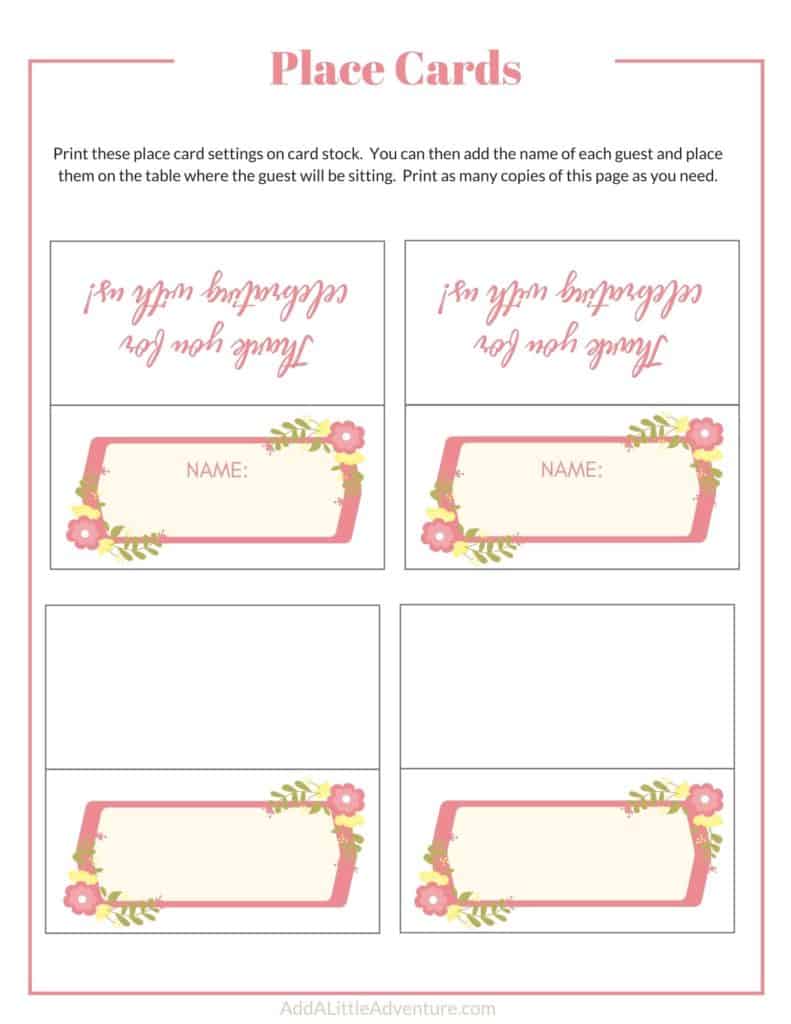 Printable Place Cards - Page 7