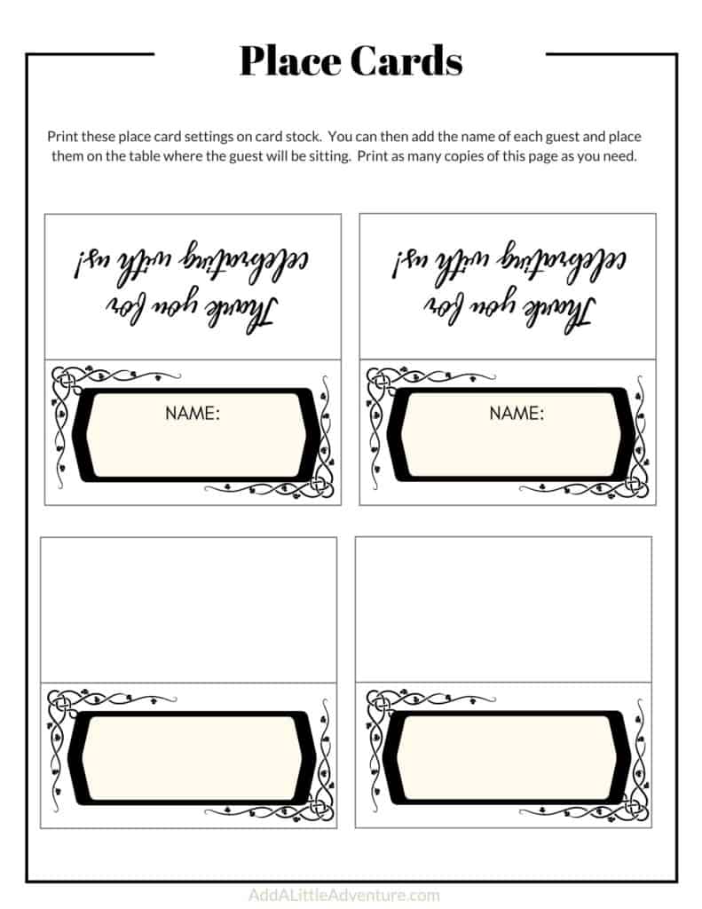 Printable Place Cards - Page 9