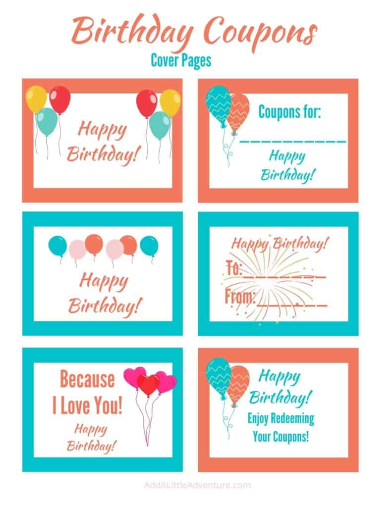 Birthday Coupons - Cover Pages