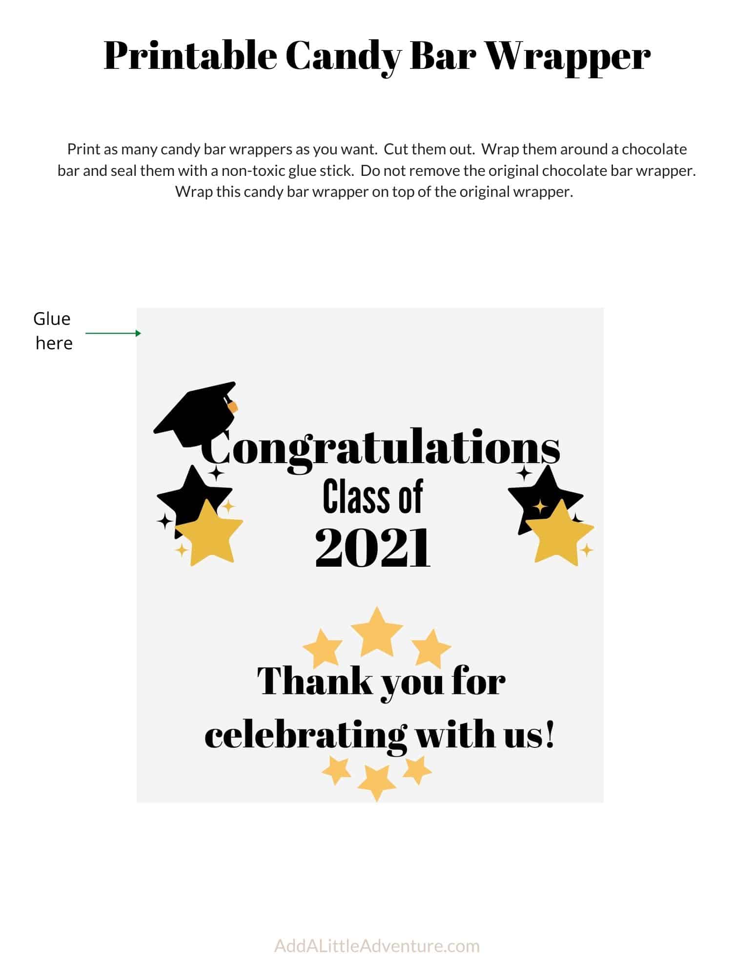 Graduation Candy Bar Wrappers Free Printables Add a Little Adventure