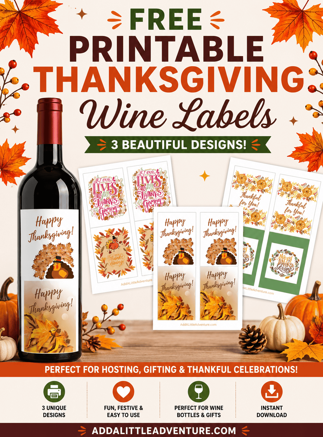 Free Printable Thanksgiving Wine Labels