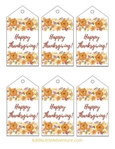 Thanksgiving Tags - Free Printables - Add A Little Adventure