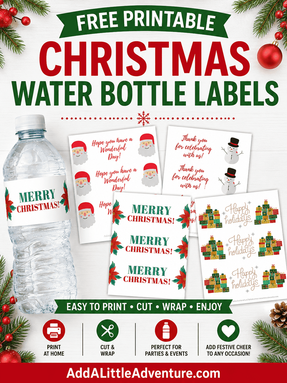 Free Printable Christmas Water Bottle Labels
