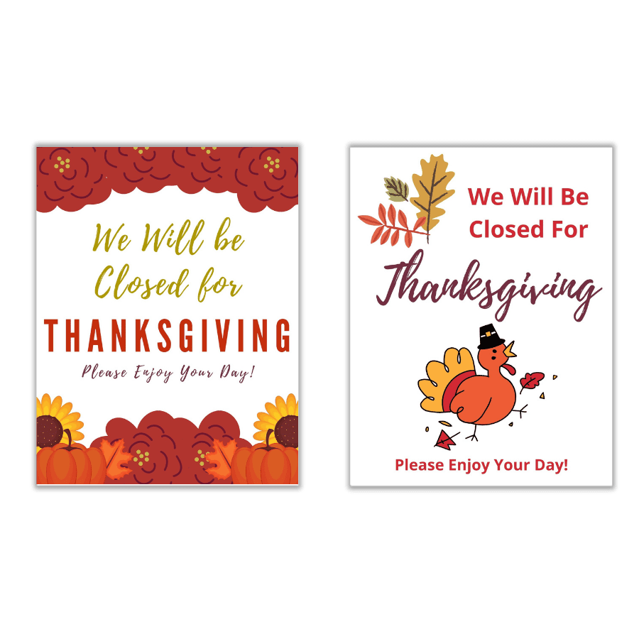 Closed for Thanksgiving Signs Mockup