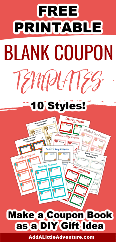 Free Printable Blank Coupon Templates - 10 Styles - Make a Coupon Book as a DIY Gift Idea