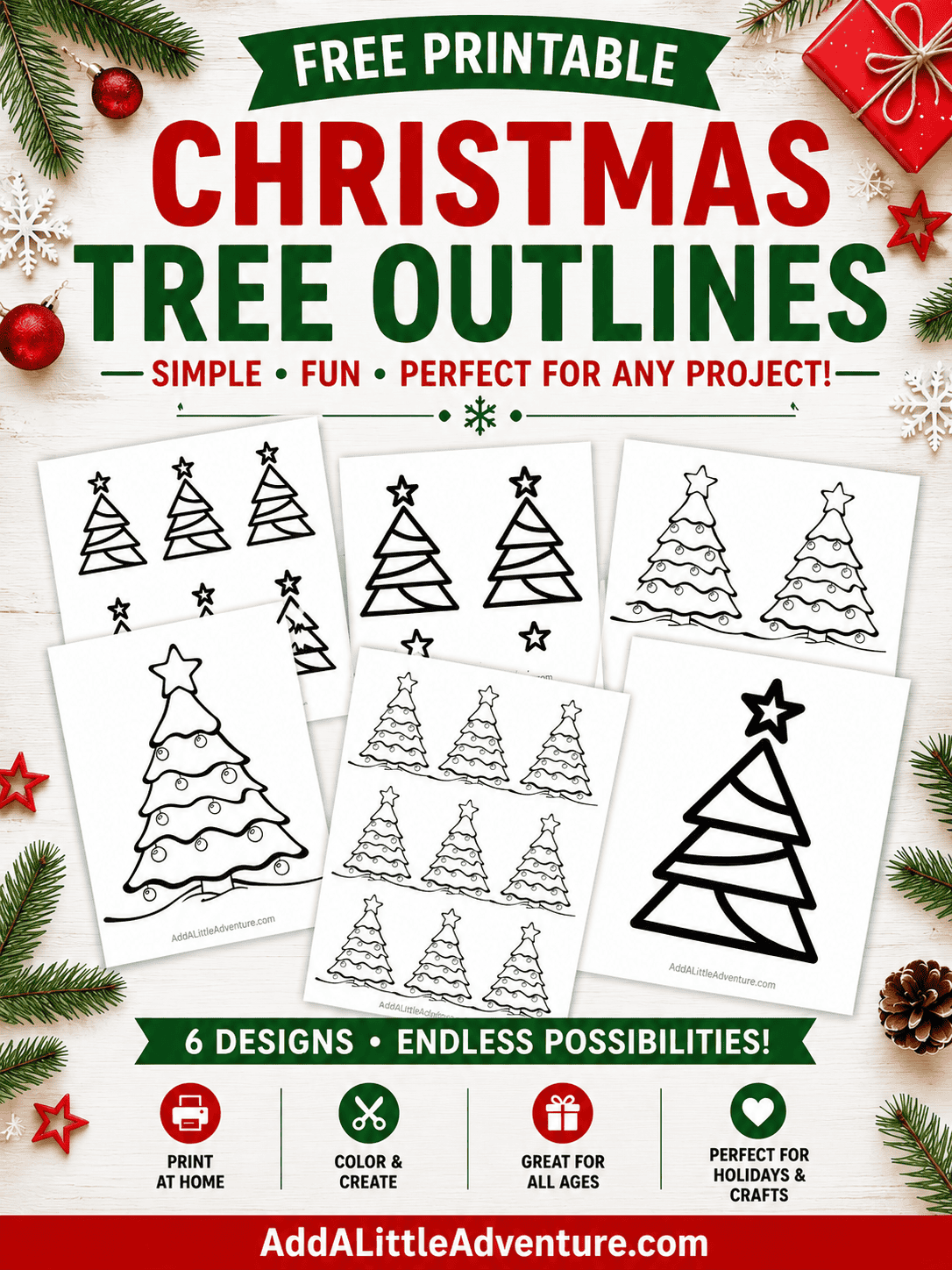 Free Printable Christmas Tree Outlines
