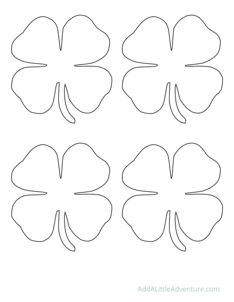 Medium Four Leaf Clover Outlines - Design 2