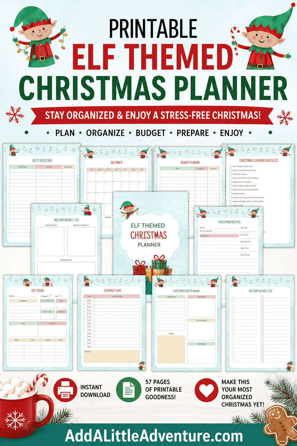 Printable Elf Themed Christmas Planner