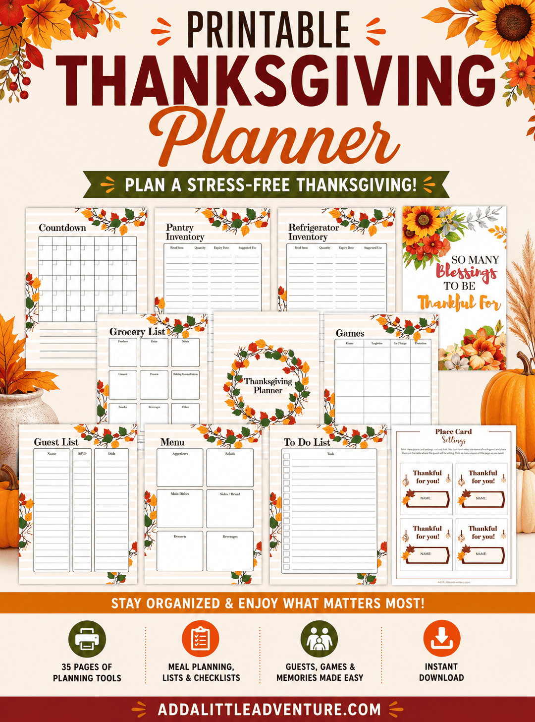 Printable Thanksgiving Planner