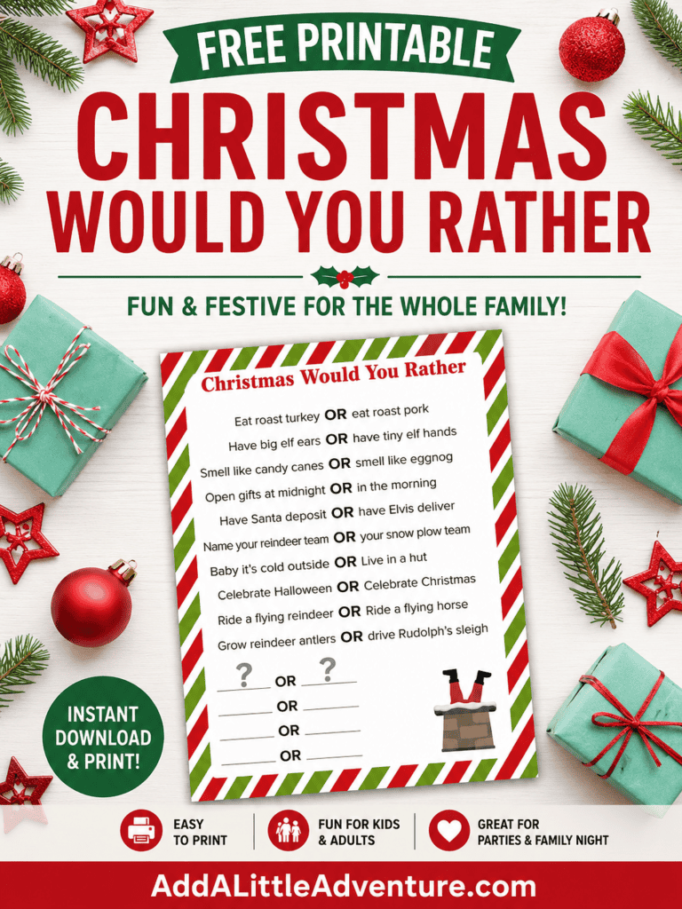 Free Printable Christmas Would You Rather