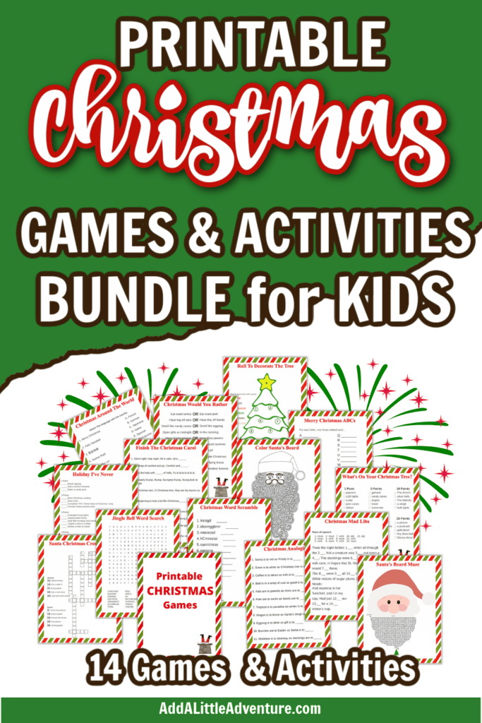 Printable Christmas Games and Activities Bundle for Kids - 14 Games & Activities