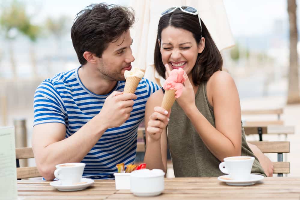 Couple Easting Ice Cream Together