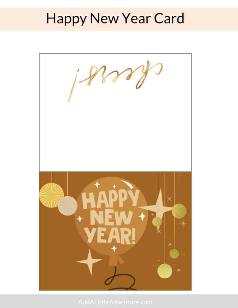 Printable Happy New Year Card - Design 3