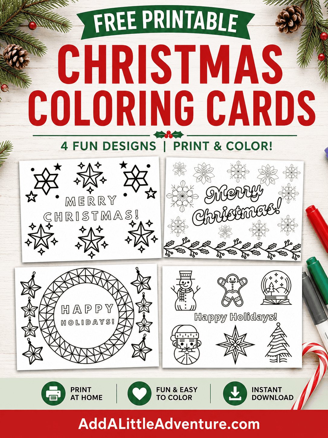 Free Printable Christmas Coloring Cards