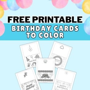 Free Foldable Printable Birthday Cards to Color