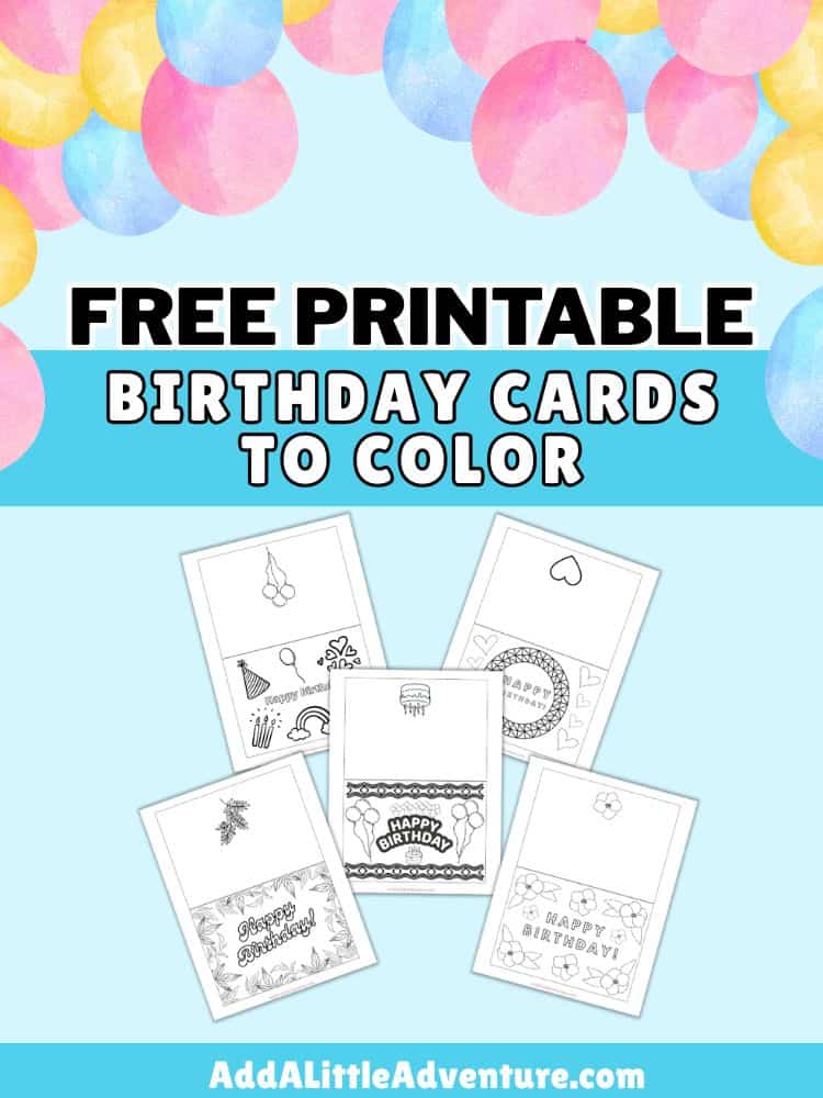 Free Foldable Printable Birthday Cards to Color