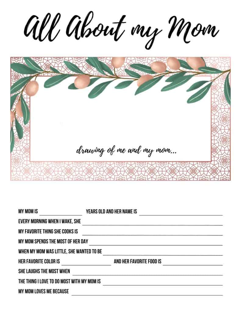 All About My Mom Printable - Design 3