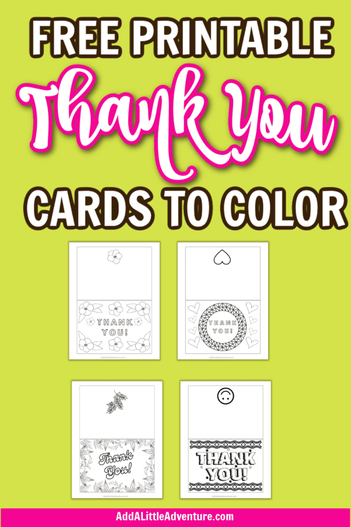 Free Printable Thank You Cards to Color