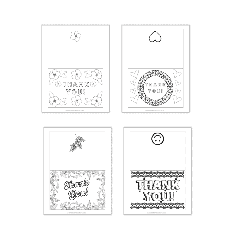 Free Printable Thank You Cards to Color - Add A Little Adventure