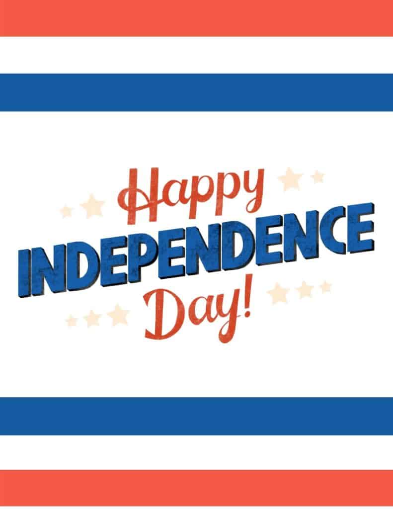 Printable Happy Independence Day Sign - Design 3
