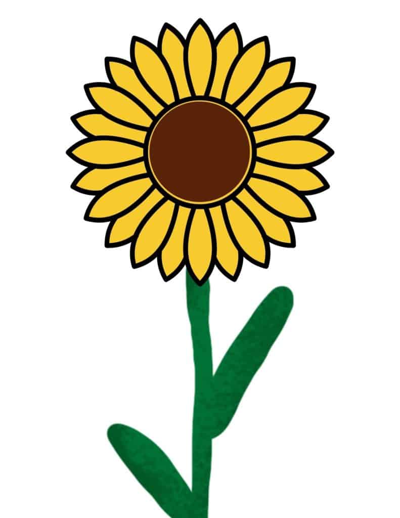 Sunflower Printable - Large with Stem
