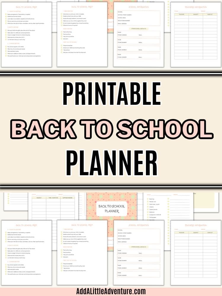 Printable Back to School Planner