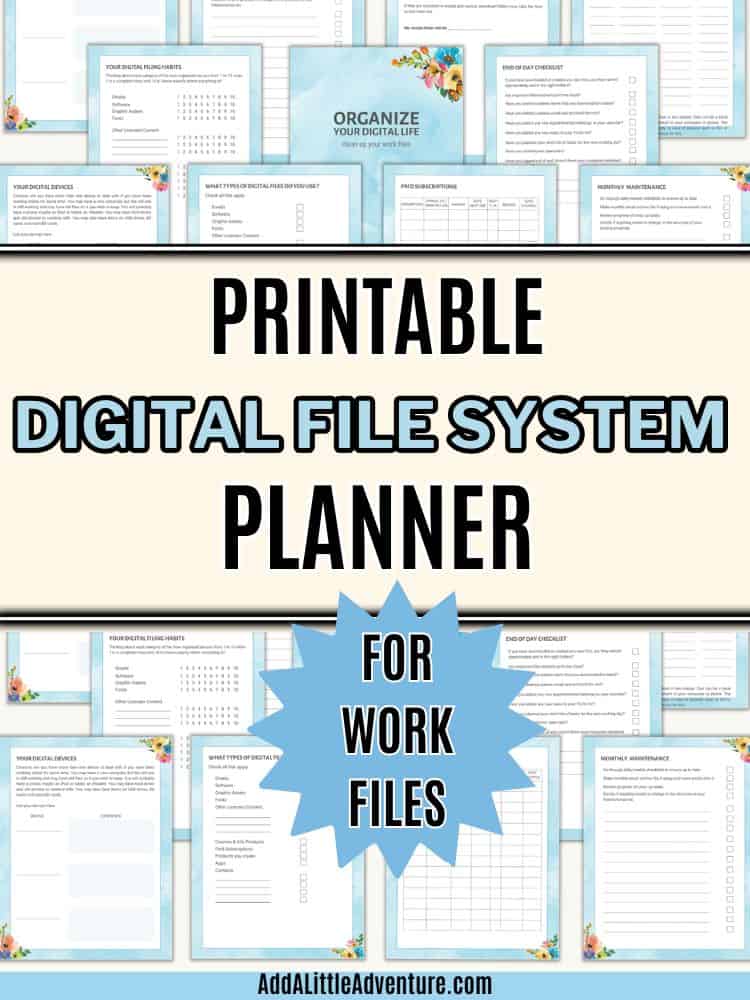 Printable Digital File System Planner for Work Files