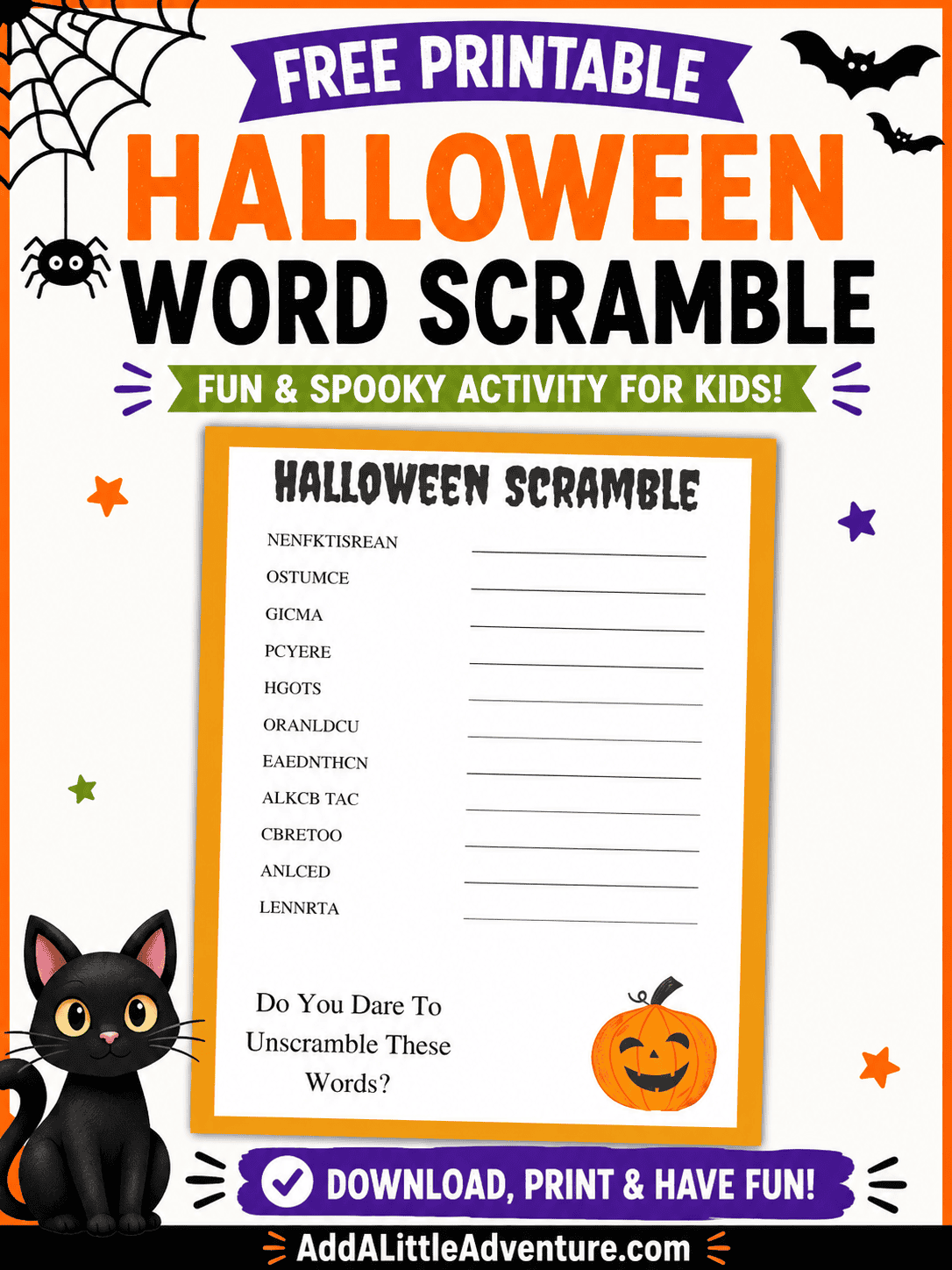 Free Printable Halloween Word Scramble