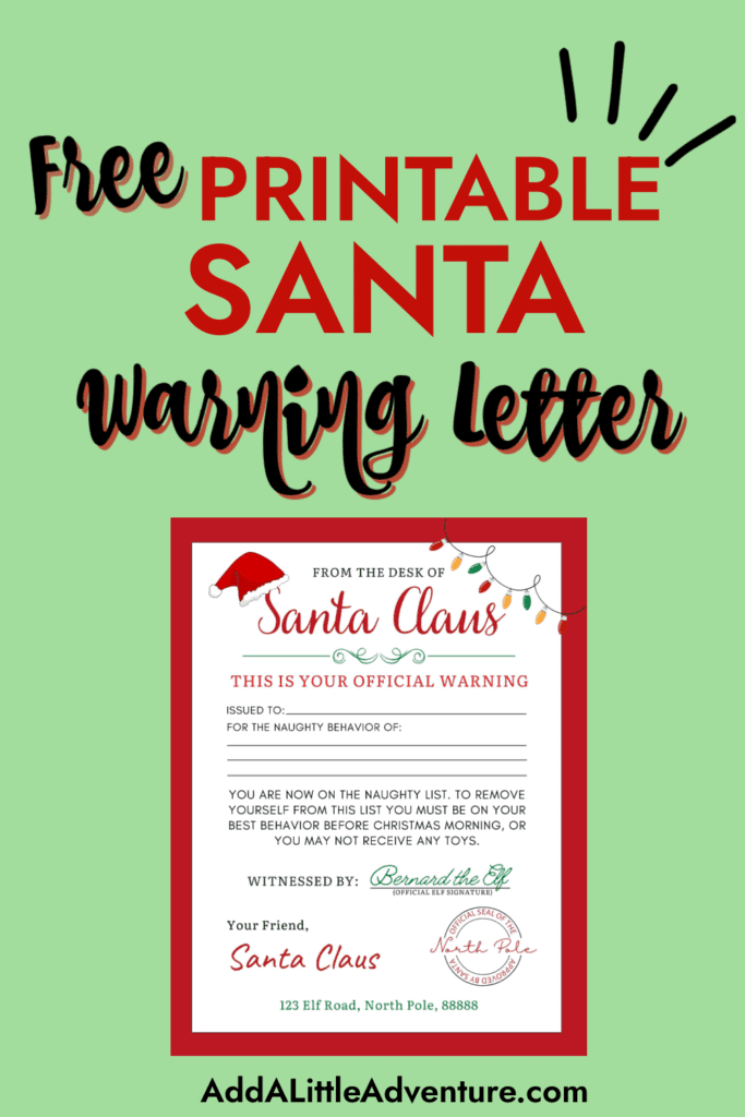Free Printable Santa Warning Letter