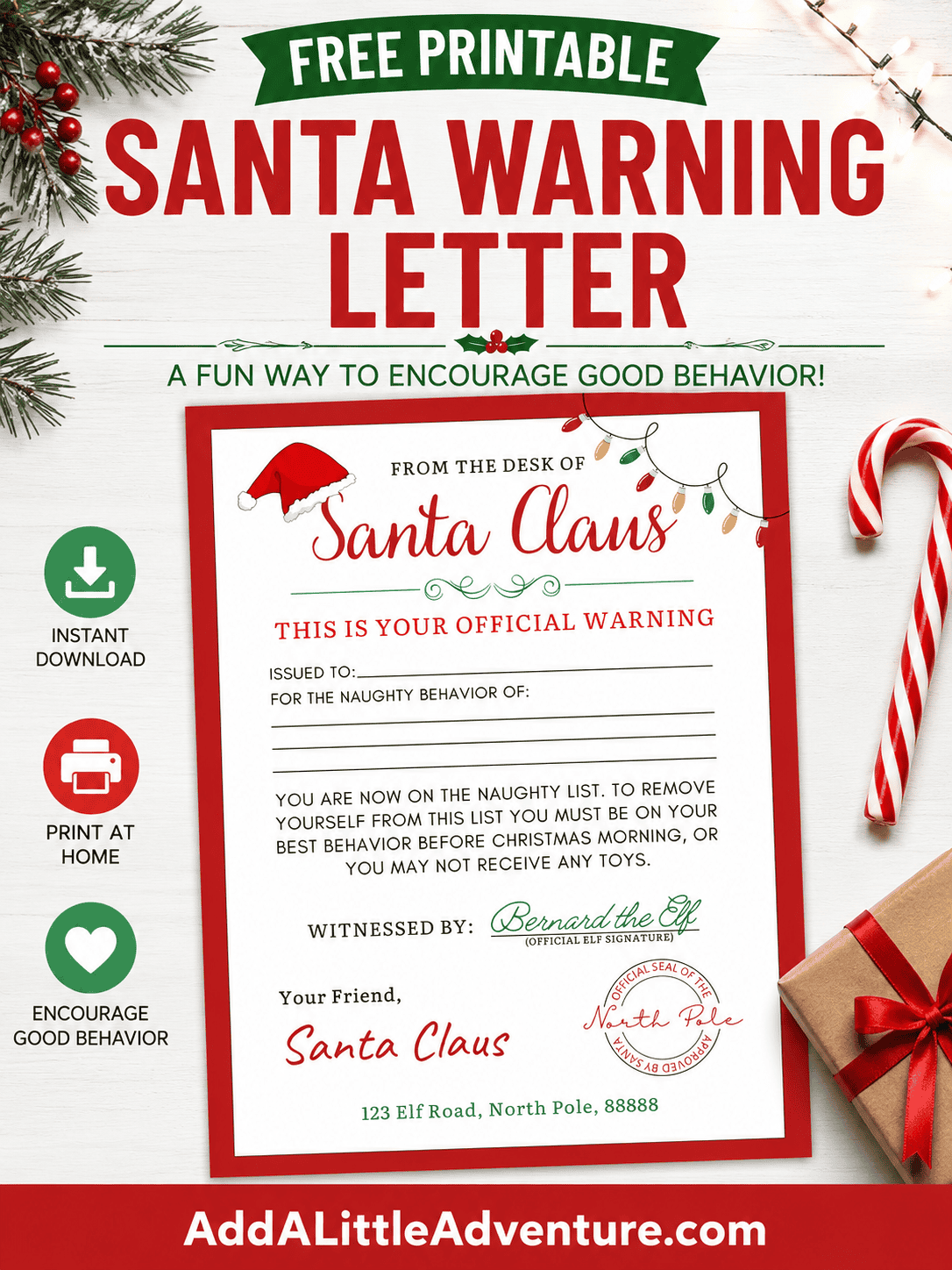 Free Printable Santa Warning Letter