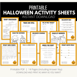 Halloween Activity Sheets {Downloadable PDF} - Add A Little Adventure