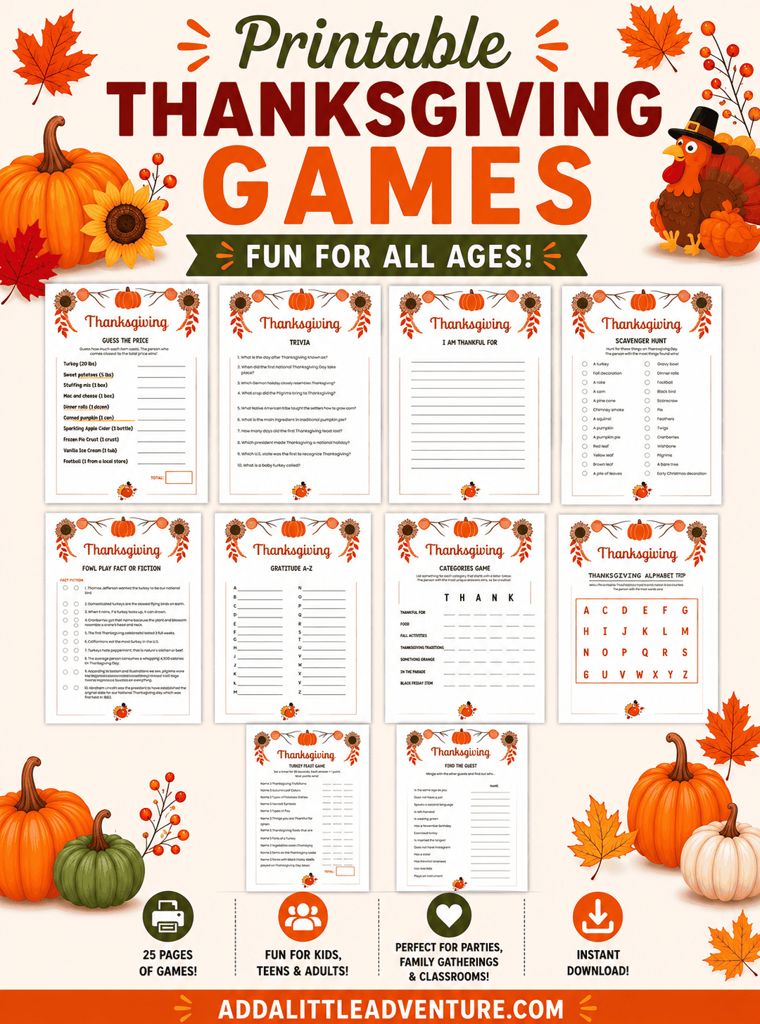 Printable Thanksgiving Games