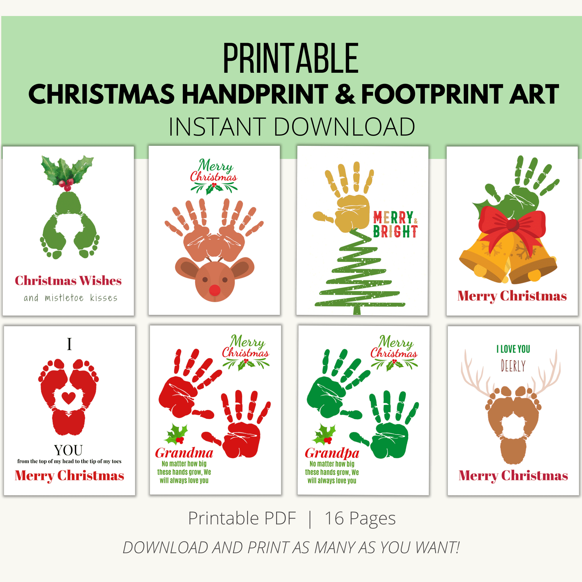 Printable Christmas Handprint & Footprint Art