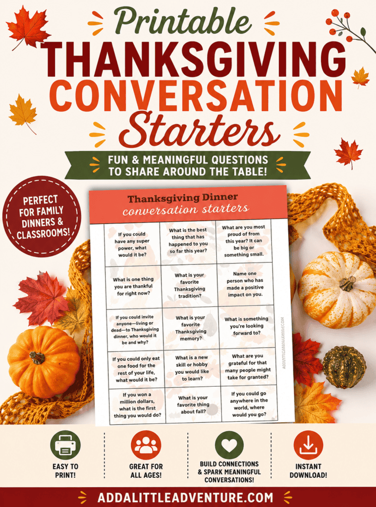Free Printable Thanksgiving Conversation Starters