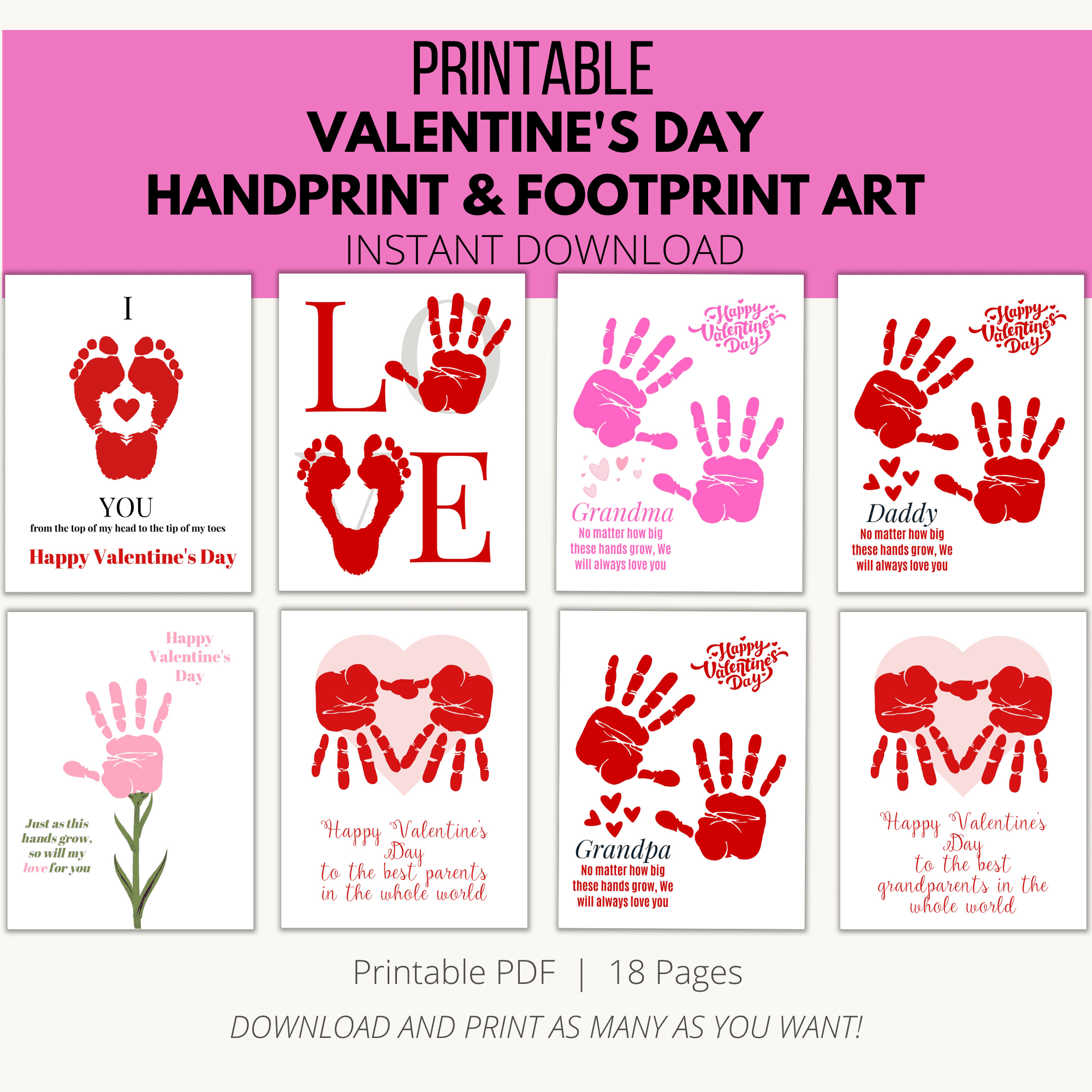 Printable Valentine's Day Handprint & Footprint Art