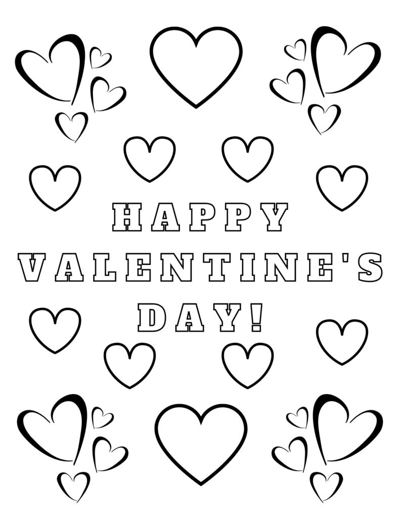 Happy Valentine's Day Simple Coloring Page